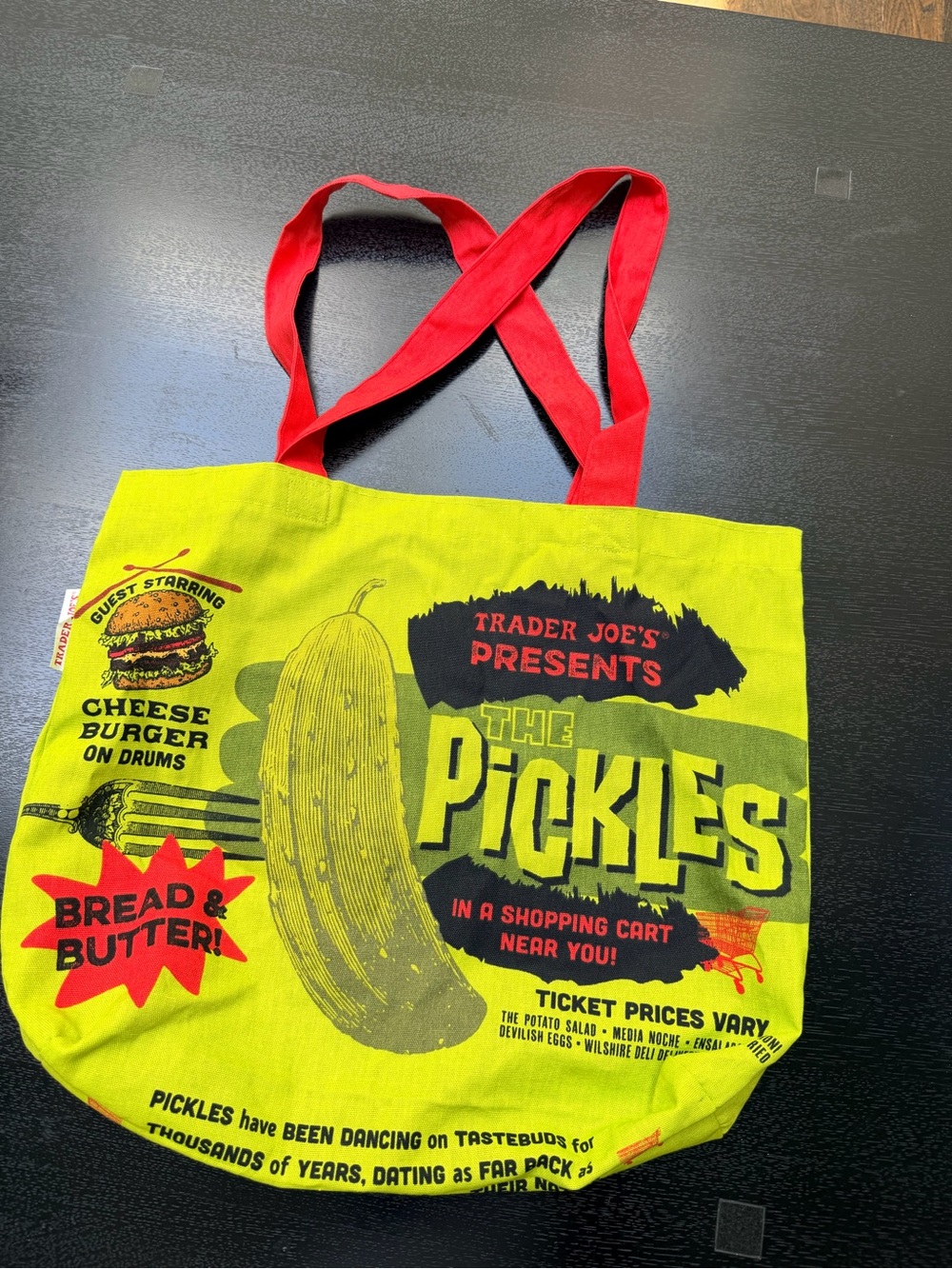 Trader Joe's The Pickles Tote Bag - Yellow & Red